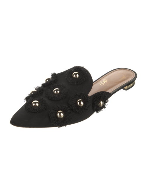 Aquazzura Canvas Studded Accents Mules