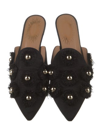Aquazzura Canvas Studded Accents Mules