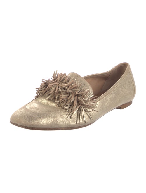 Aquazzura Suede Fringe Trim Accent Loafers