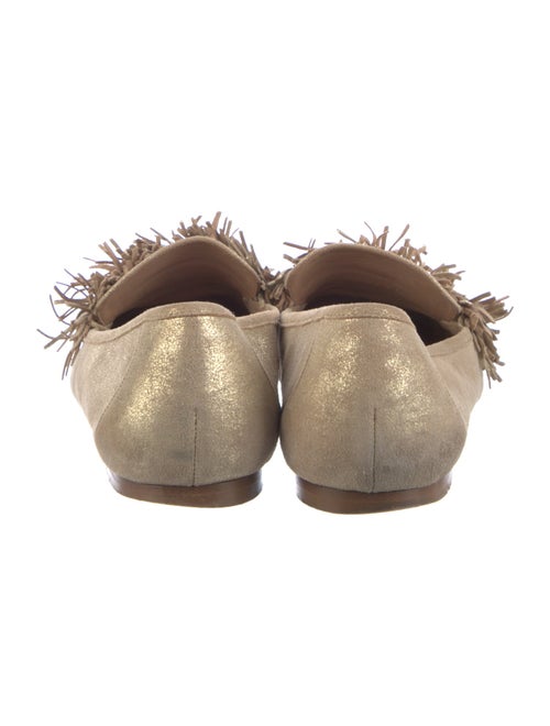 Aquazzura Suede Fringe Trim Accent Loafers