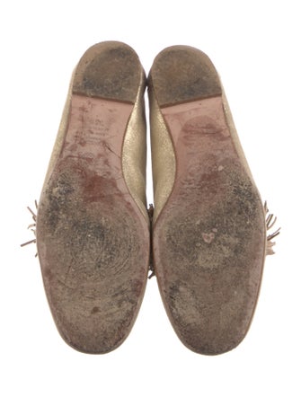 Aquazzura Suede Fringe Trim Accent Loafers
