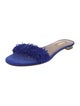 Aquazzura Suede Fringe Trim Accent Slides