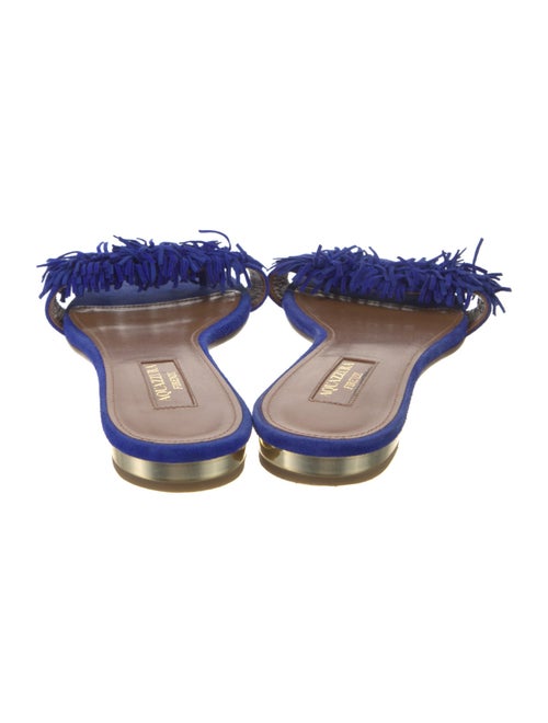Aquazzura Suede Fringe Trim Accent Slides