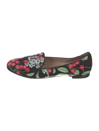 Aquazzura Canvas Floral Print Flats