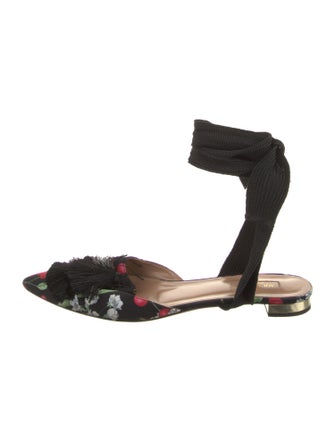 Aquazzura Satin Floral Print D'Orsay Flats