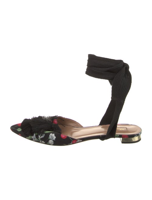 Aquazzura Satin Floral Print D'Orsay Flats
