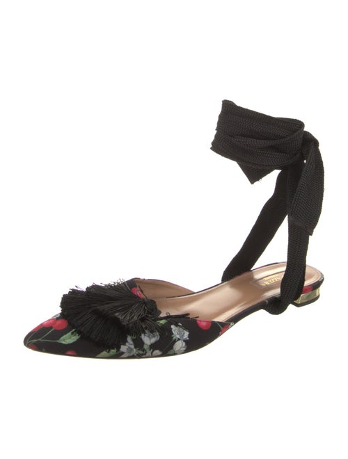 Aquazzura Satin Floral Print D'Orsay Flats