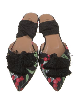 Aquazzura Satin Floral Print D'Orsay Flats