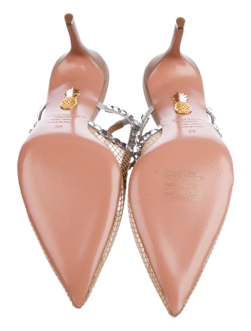 Aquazzura Mesh Crystal Embellishments Slingback Pumps