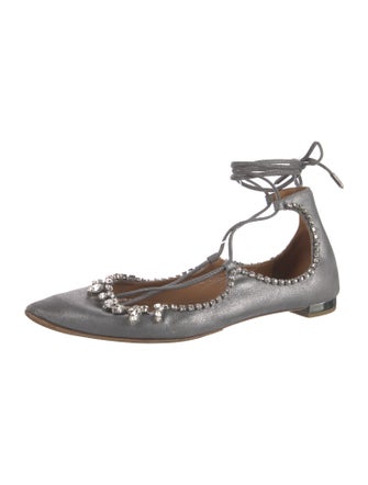 Aquazzura Suede Crystal Embellishments Flats