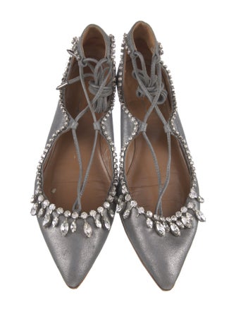 Aquazzura Suede Crystal Embellishments Flats