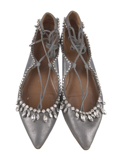 Aquazzura Suede Crystal Embellishments Flats