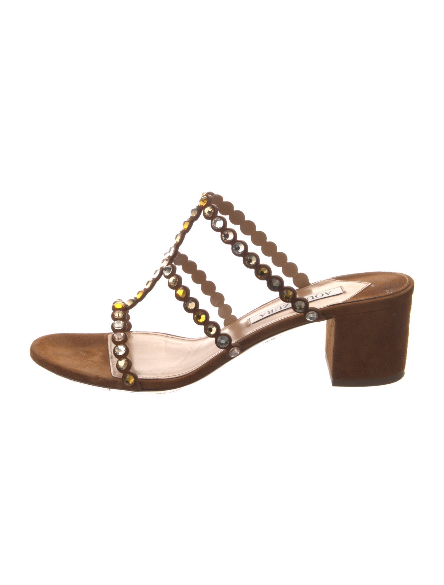Aquazzura Suede Crystal Embellishments Slides