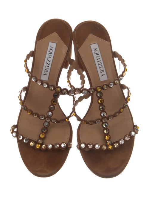 Aquazzura Suede Crystal Embellishments Slides