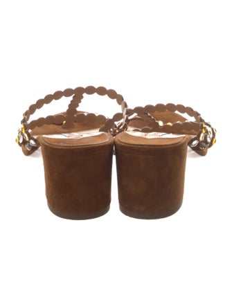 Aquazzura Suede Crystal Embellishments Slides