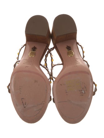 Aquazzura Suede Crystal Embellishments Slides