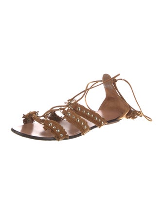 Aquazzura Suede Tassel Accents Gladiator Sandals