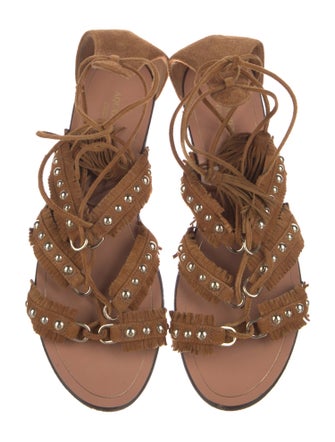 Aquazzura Suede Tassel Accents Gladiator Sandals