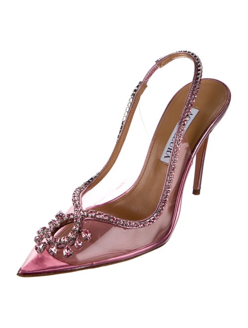 Aquazzura PVC Crystal Embellishments Slingback Pumps