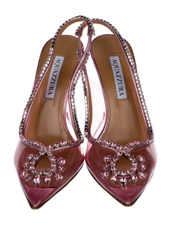Aquazzura PVC Crystal Embellishments Slingback Pumps