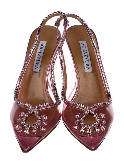 Aquazzura PVC Crystal Embellishments Slingback Pumps