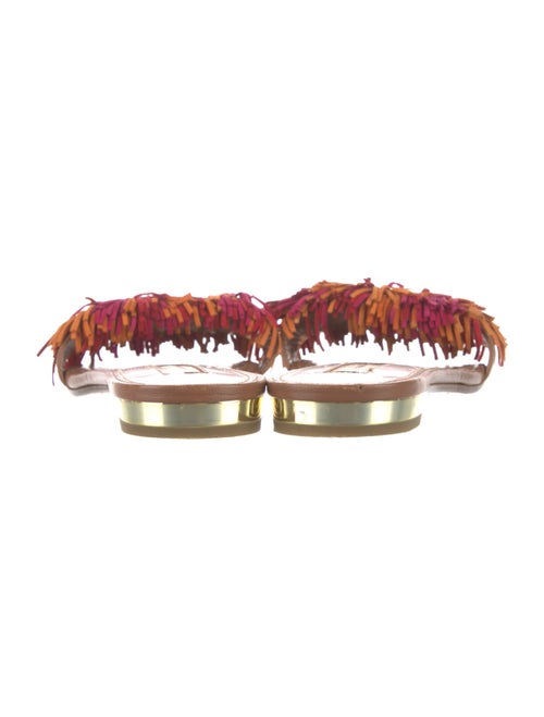 Aquazzura Suede Fringe Trim Accent Slides