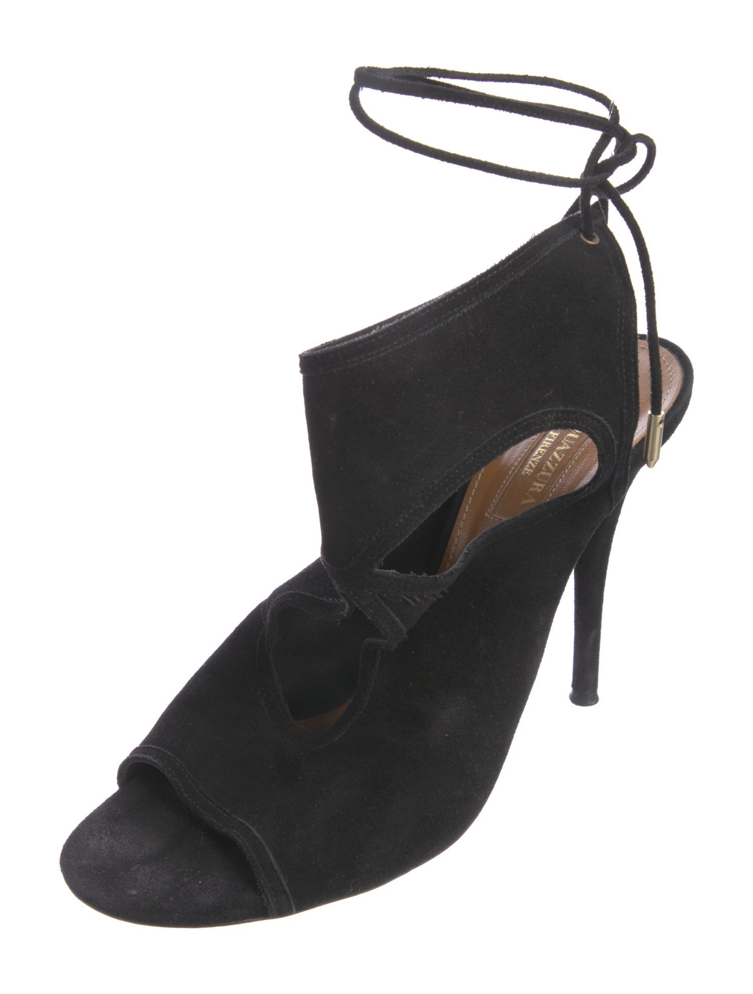 Aquazzura Suede Cutout Accent Slingback Sandals