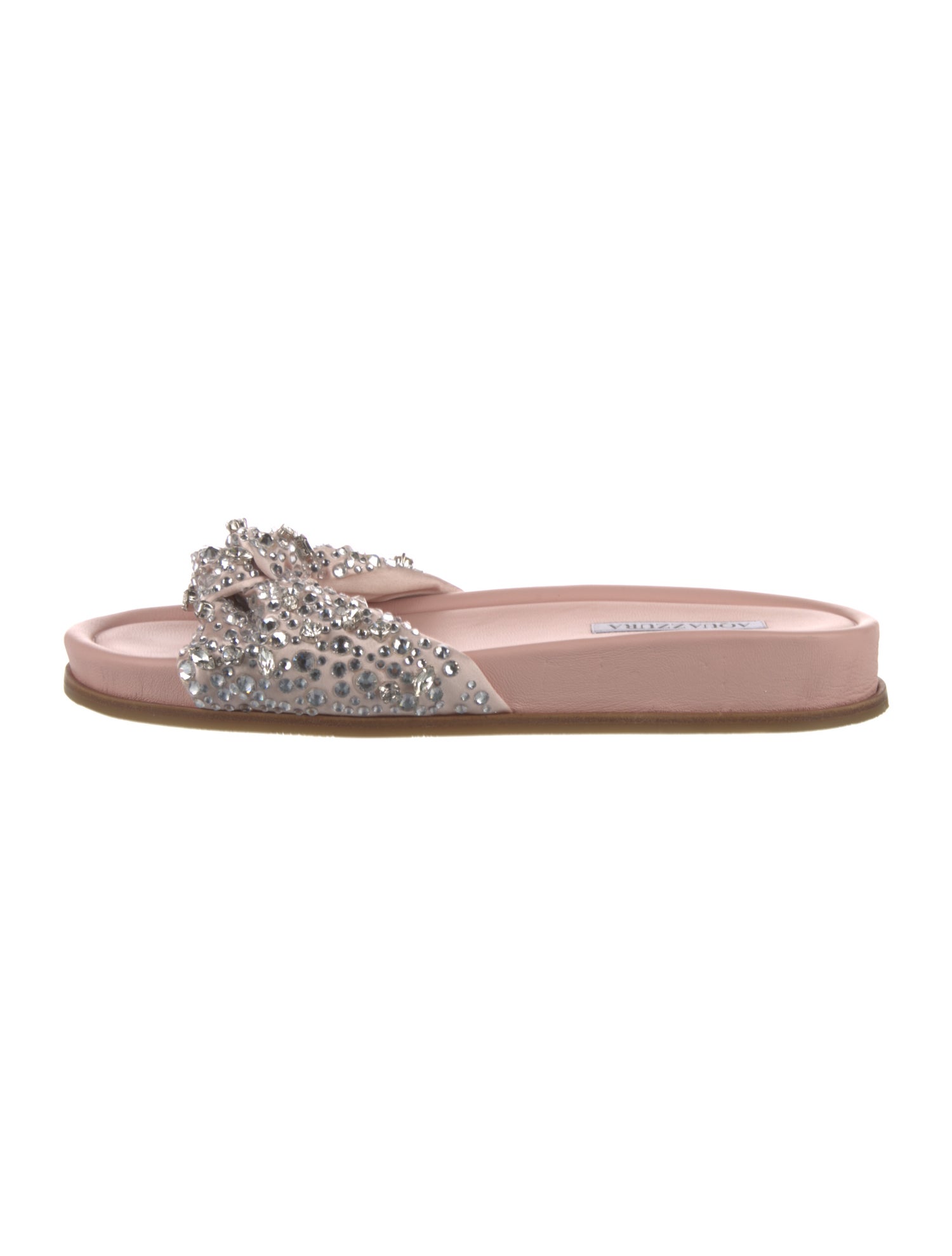 Aquazzura Leather Crystal Embellishments Slides