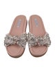 Aquazzura Leather Crystal Embellishments Slides