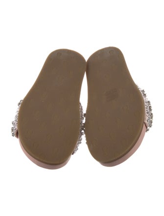 Aquazzura Leather Crystal Embellishments Slides