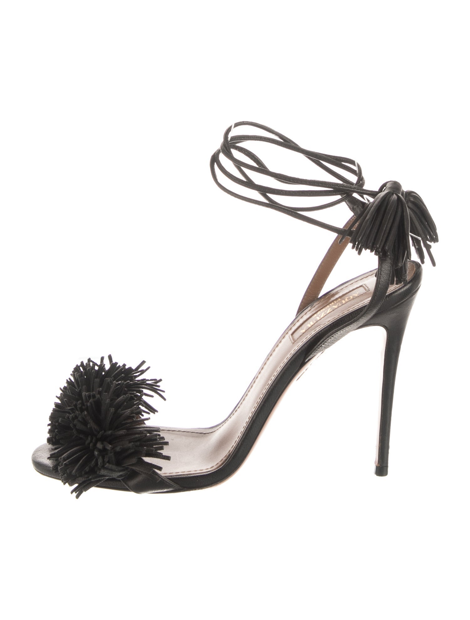 Aquazzura Leather Tassel Accents Sandals