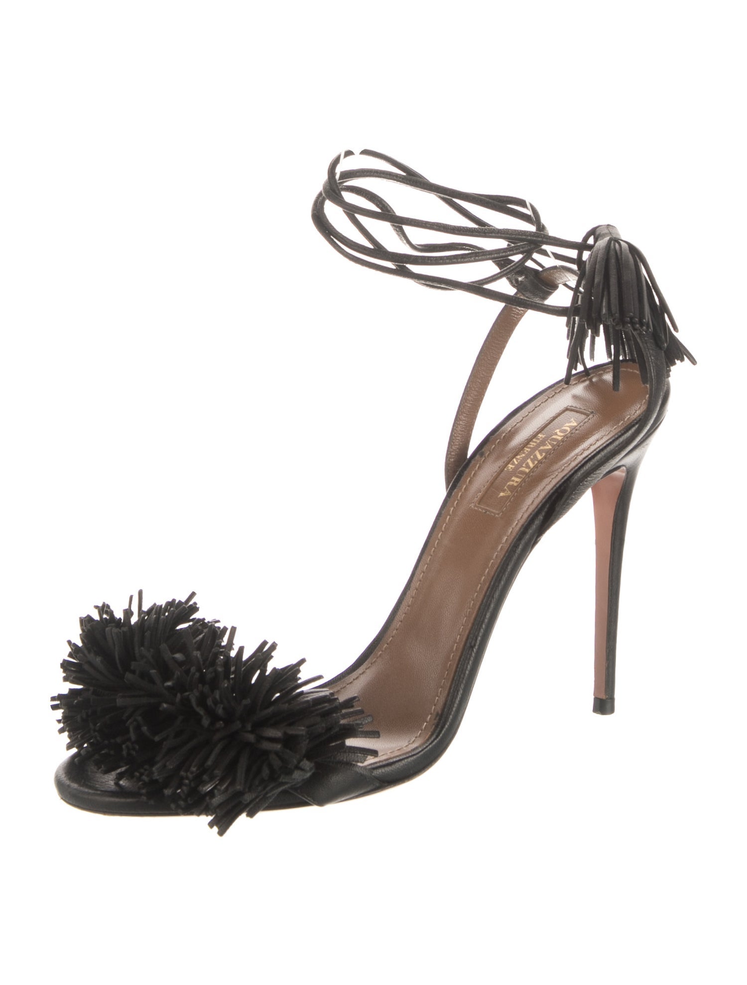 Aquazzura Leather Tassel Accents Sandals