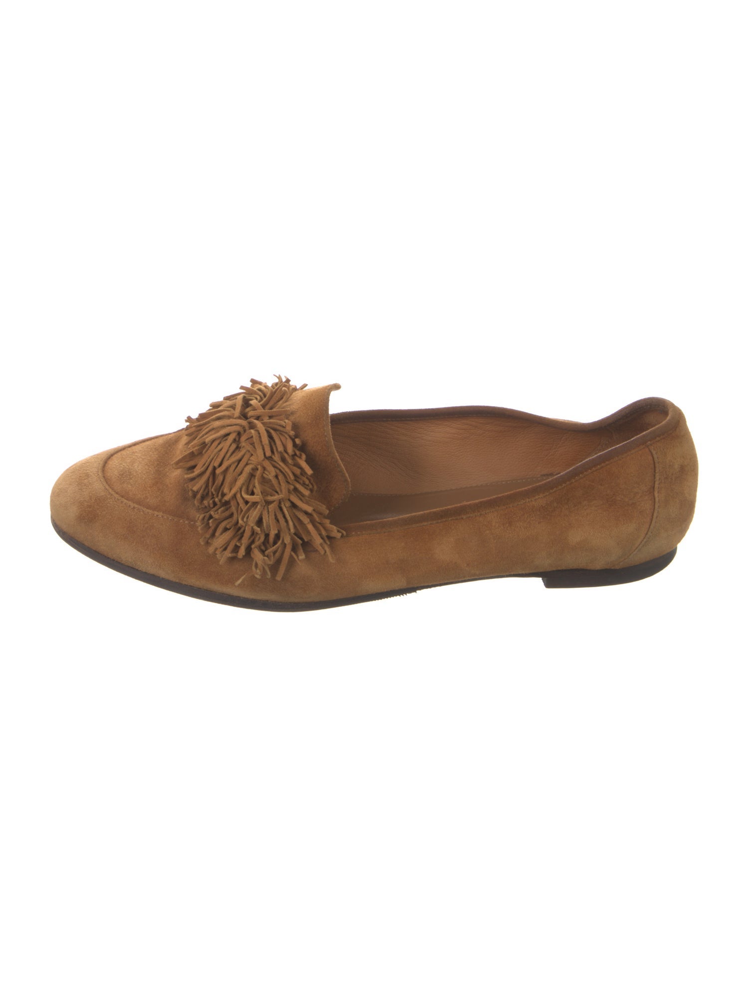 Aquazzura Suede Fringe Trim Accent Loafers