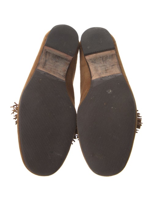 Aquazzura Suede Fringe Trim Accent Loafers