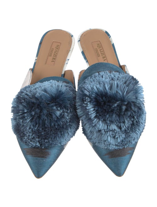 Aquazzura Printed Pom-Pom Embellishments Mules