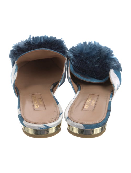 Aquazzura Printed Pom-Pom Embellishments Mules
