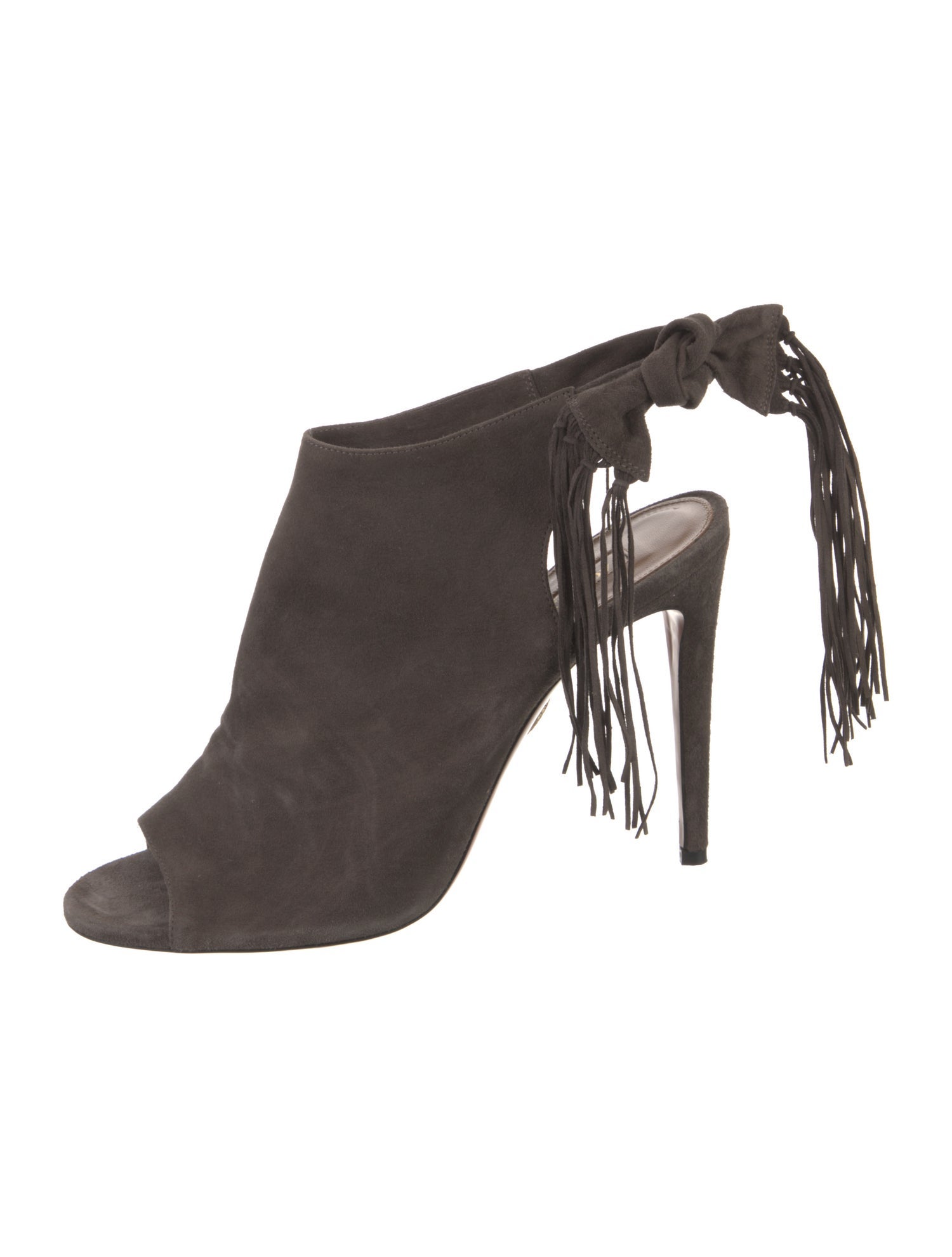 Aquazzura Suede Tassel Accents Slingback Sandals