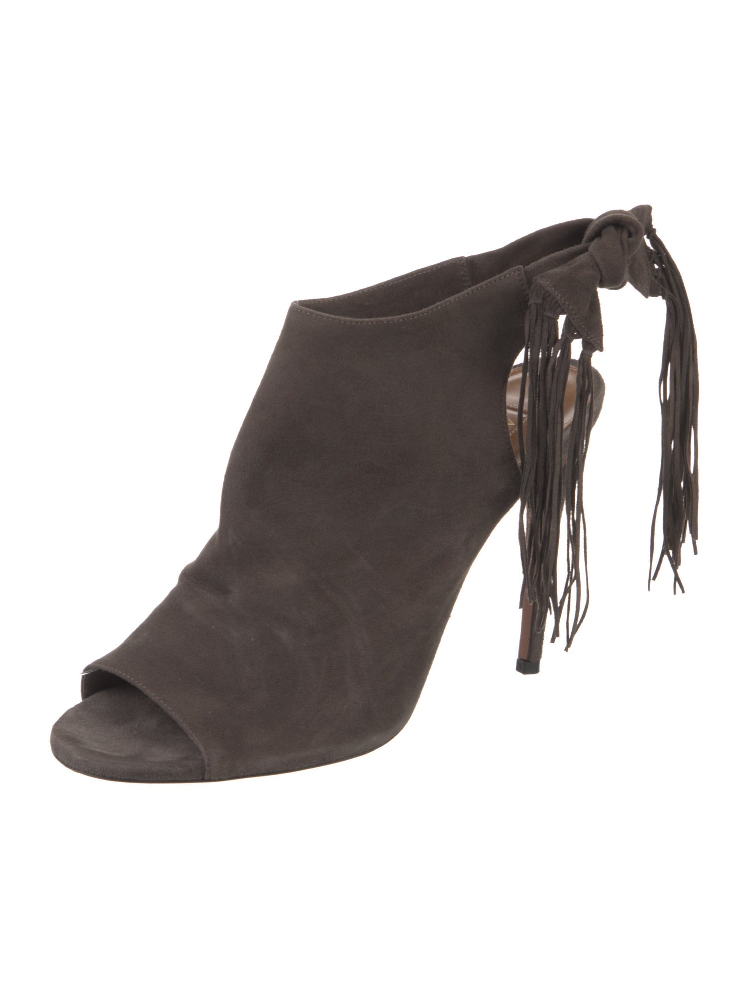 Aquazzura Suede Tassel Accents Slingback Sandals