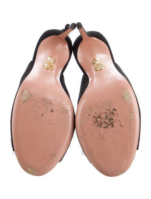 Aquazzura Suede Floral Print Mules