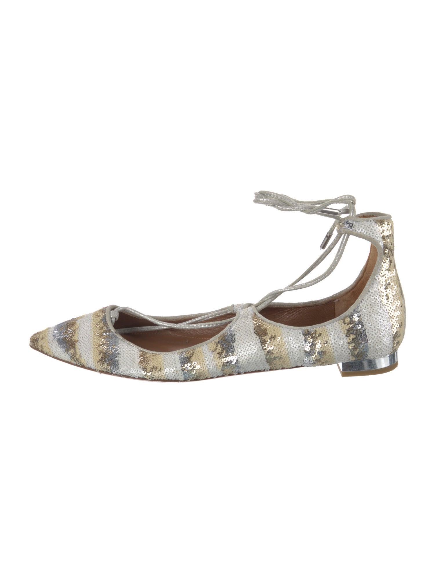 Aquazzura Sequins Printed Ballet Flats