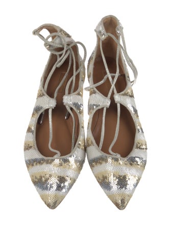 Aquazzura Sequins Printed Ballet Flats
