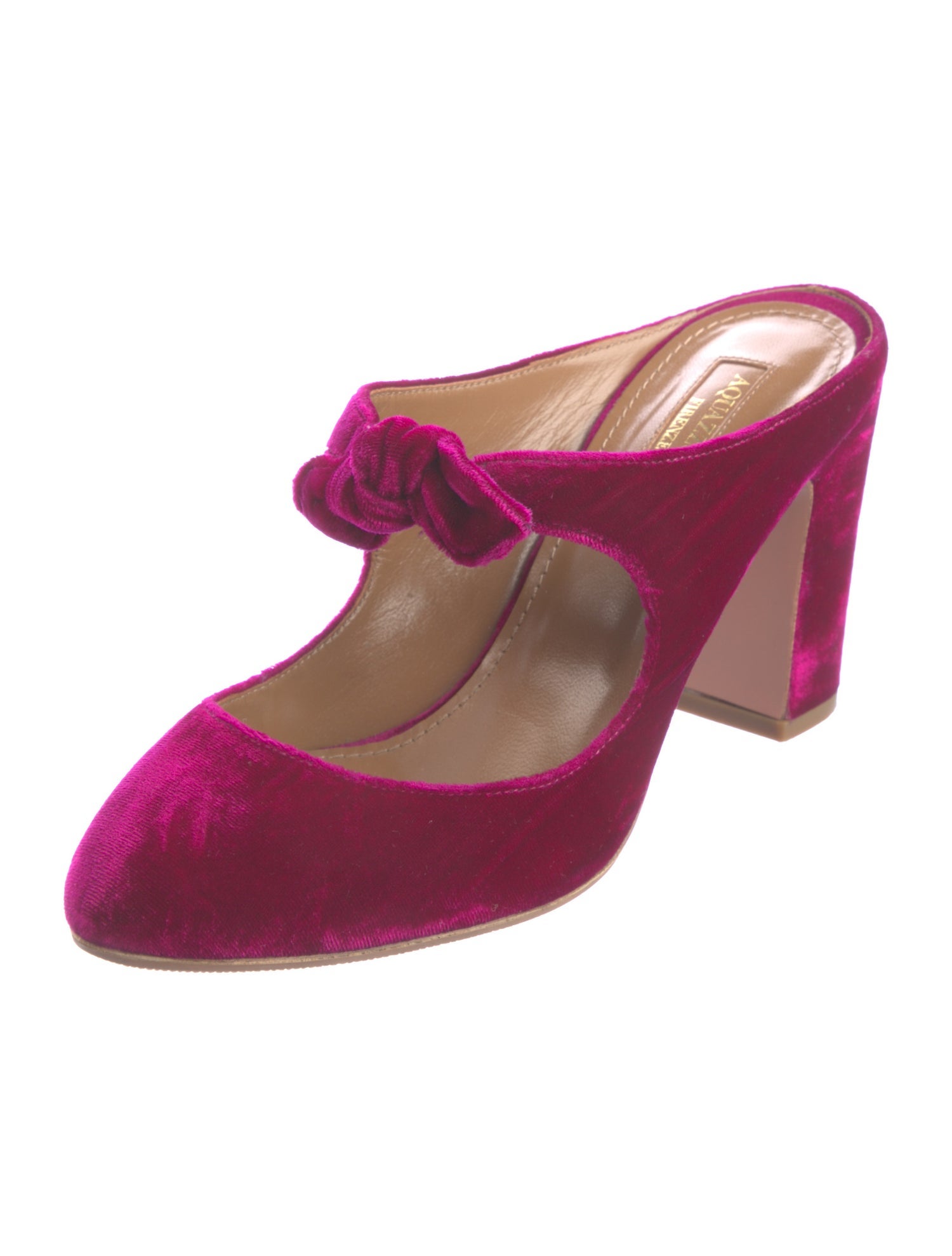 Aquazzura Velvet Bow Accents Mules