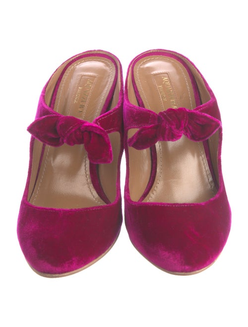 Aquazzura Velvet Bow Accents Mules