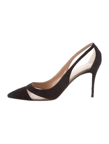 Aquazzura Pumps Suede Mesh Accents Slingback IT 38.5 | 8.5