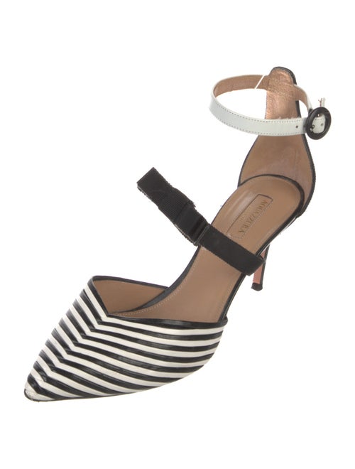 Aquazzura Leather Striped T-Strap Pumps