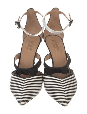 Aquazzura Leather Striped T-Strap Pumps