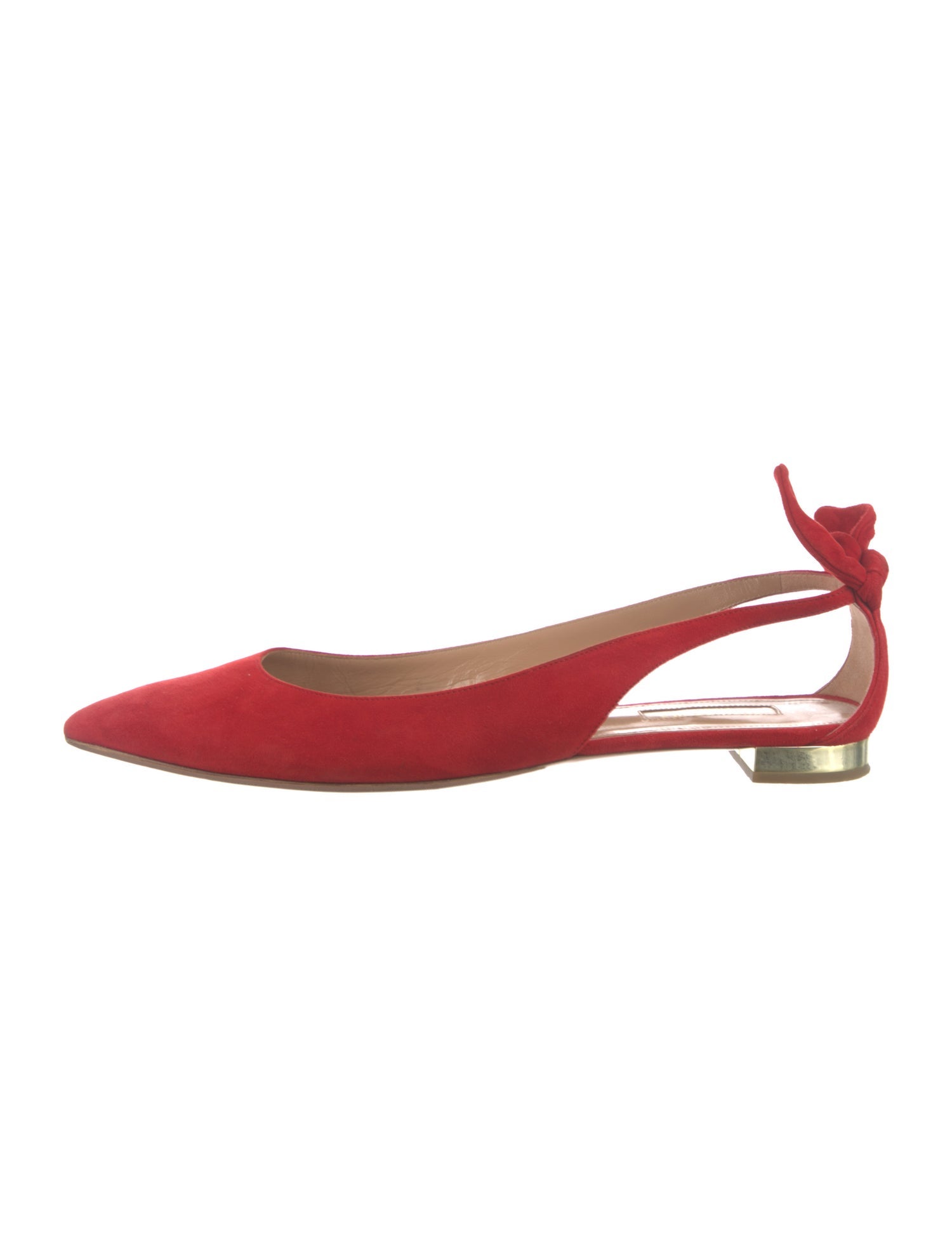 Aquazzura Suede Bow Accents Slingback Flats