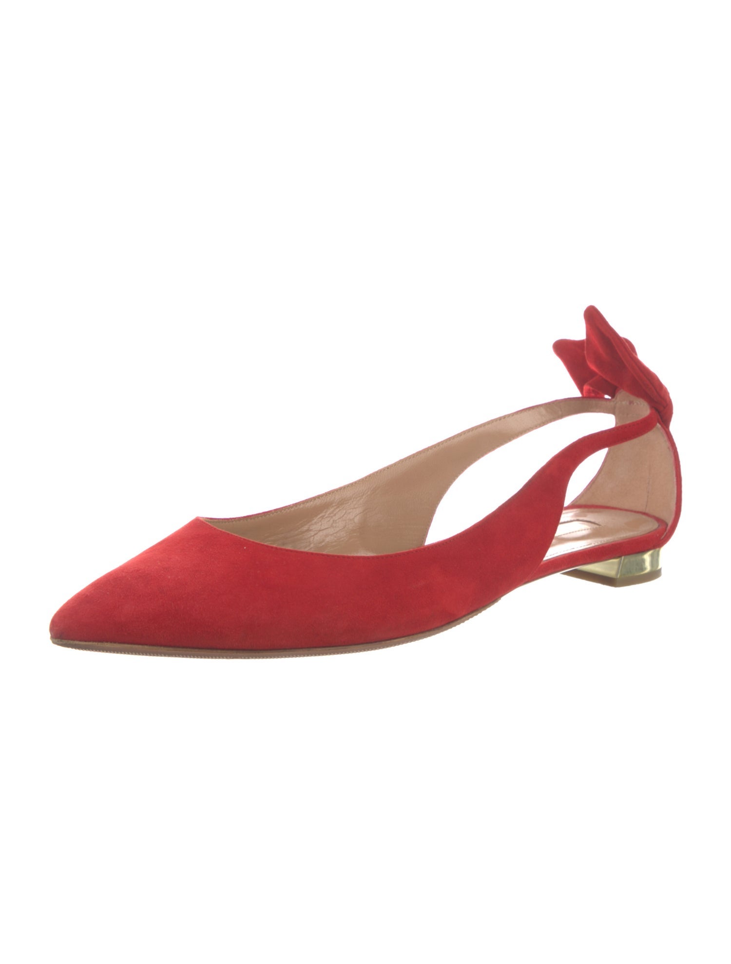Aquazzura Suede Bow Accents Slingback Flats