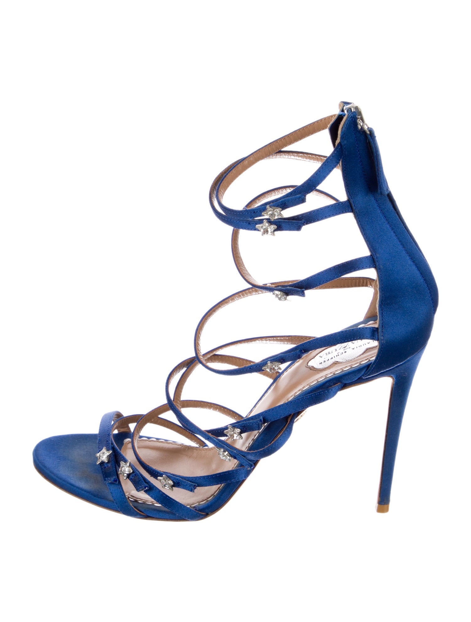 Aquazzura Satin Crystal Embellishments Gladiator Sandals