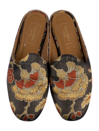 Aquazzura Floral Print Embroidered Accent Mules